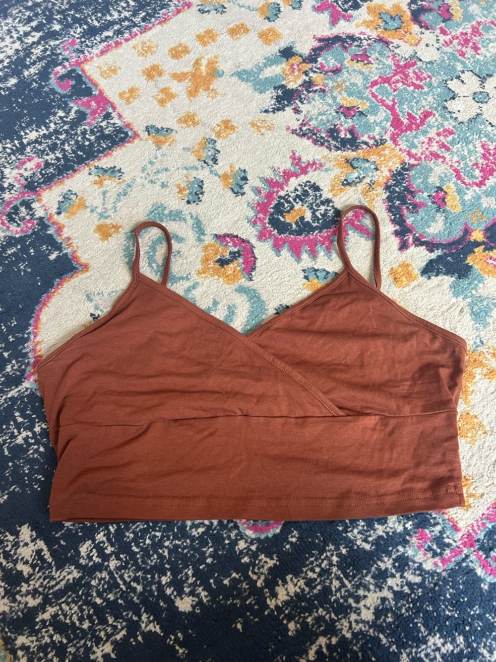 SHEIN Rust Brown Cropped Spaghetti Strap Cami